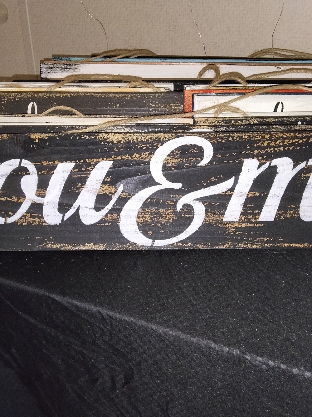 Rustic Handmade Wood Hanging Sign "You & Me" Black/White 24"X5.5"